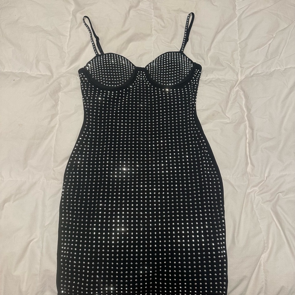 Elegant Black and Silver Studded Dress